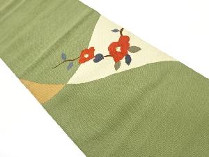 切り嵌め風椿模様織出し名古屋帯